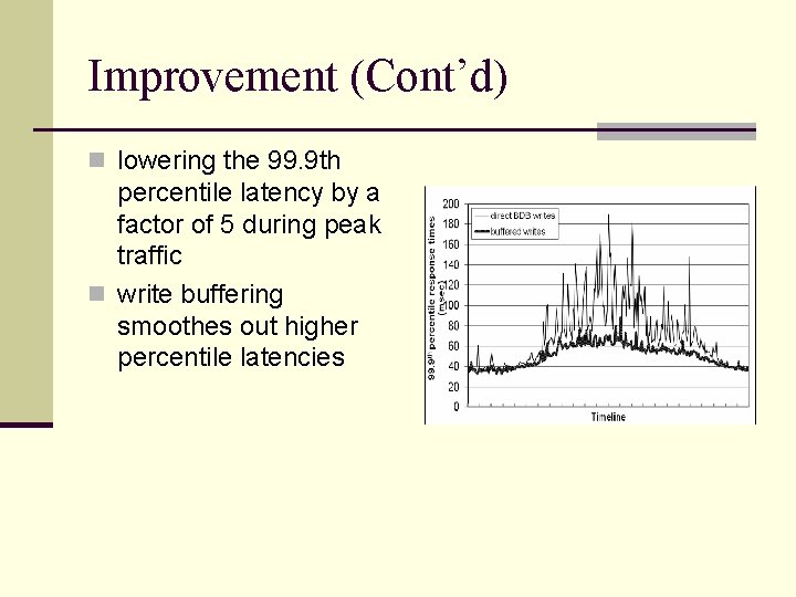 Improvement (Cont’d) n lowering the 99. 9 th percentile latency by a factor of