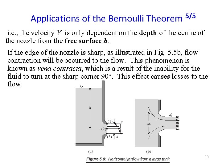 Applications of the Bernoulli Theorem 5/5 i. e. , the velocity V is only