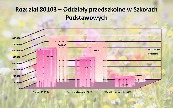 Rozdział 80103 – Oddziały przedszkolne w Szkołach Podstawowych 800 000 709 036 600 000