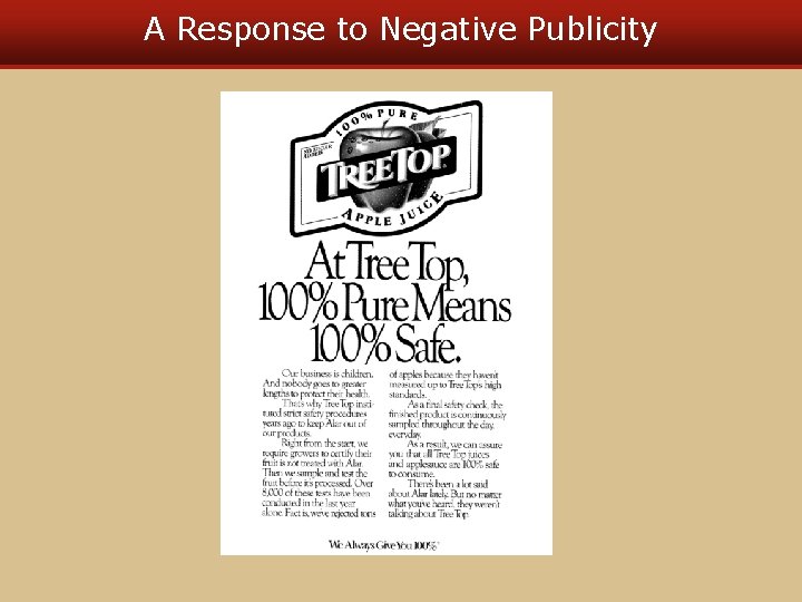 A Response to Negative Publicity 