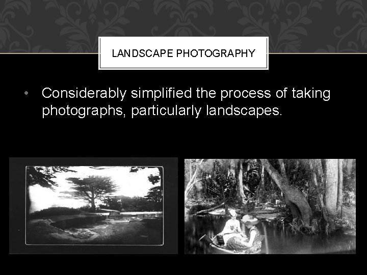 LANDSCAPE PHOTOGRAPHY • Considerably simplified the process of taking photographs, particularly landscapes. 