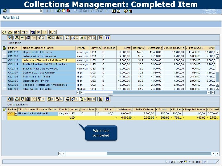 Collections Management: Completed Item Work item completed 15 Text 