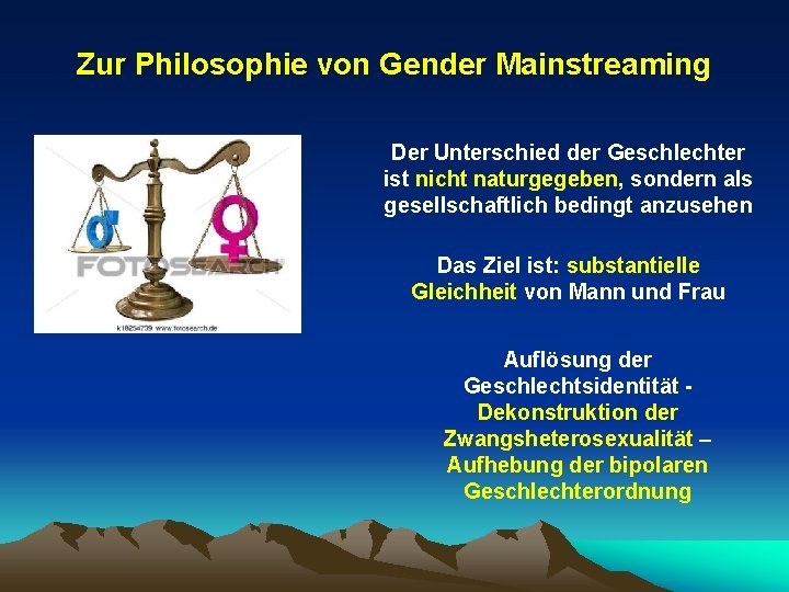 Zur Philosophie von Gender Mainstreaming Der Unterschied der Geschlechter ist nicht naturgegeben, sondern als