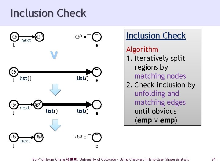 Inclusion Check ® l ® l next ® 0 = ¯ ¯ ® 0