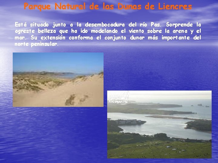 Parque Natural de las Dunas de Liencres Está situado junto a la desembocadura del