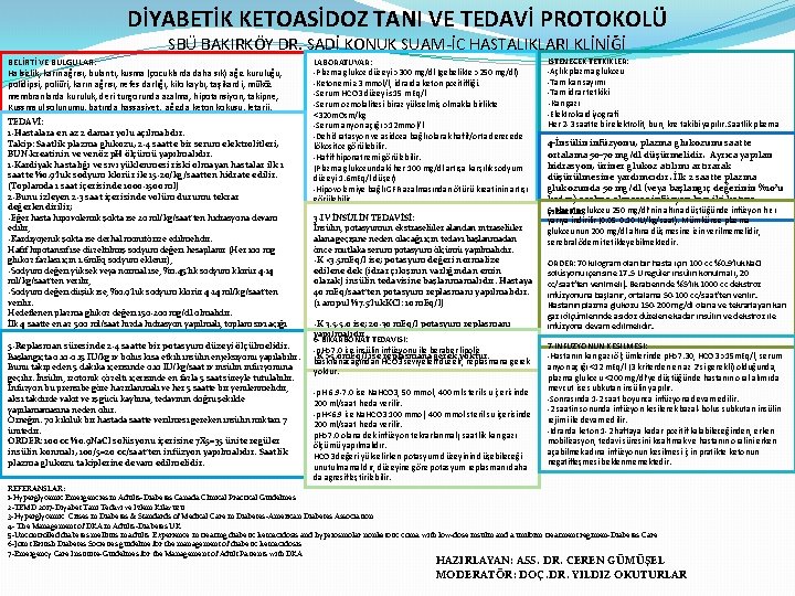 DİYABETİK KETOASİDOZ TANI VE TEDAVİ PROTOKOLÜ SBÜ BAKIRKÖY DR. SADİ KONUK SUAM-İÇ HASTALIKLARI KLİNİĞİ