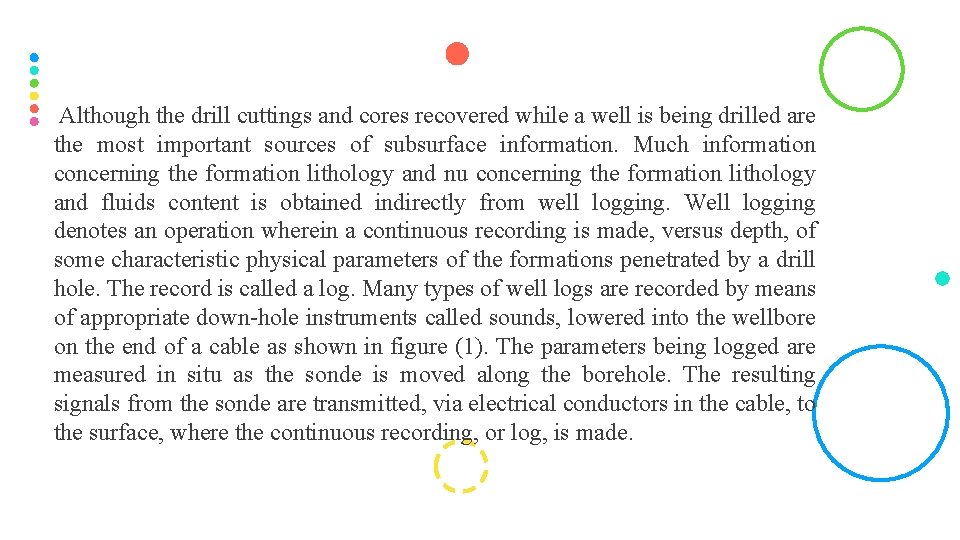 Although the drill cuttings and cores recovered while a well is being drilled are