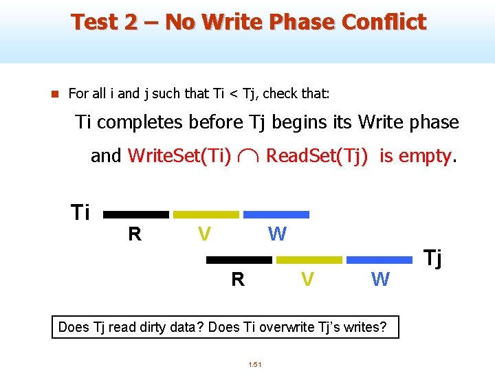 Test 2 – No Write Phase Conflict n For all i and j such
