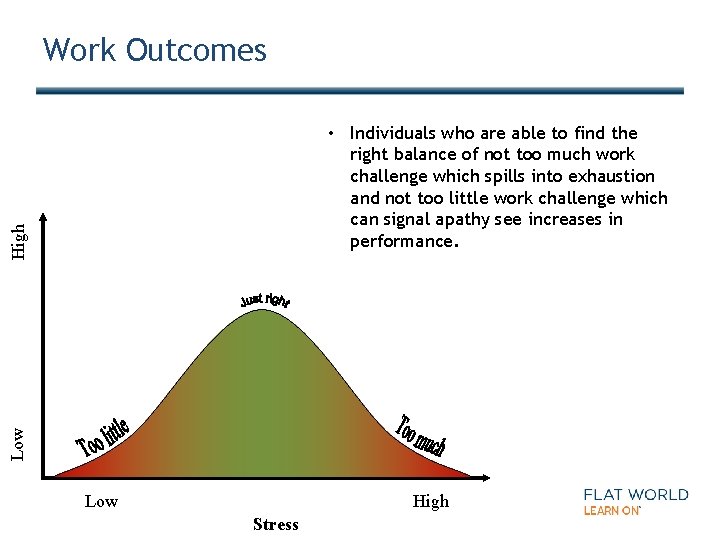 Work Outcomes Low High • Individuals who are able to find the right balance