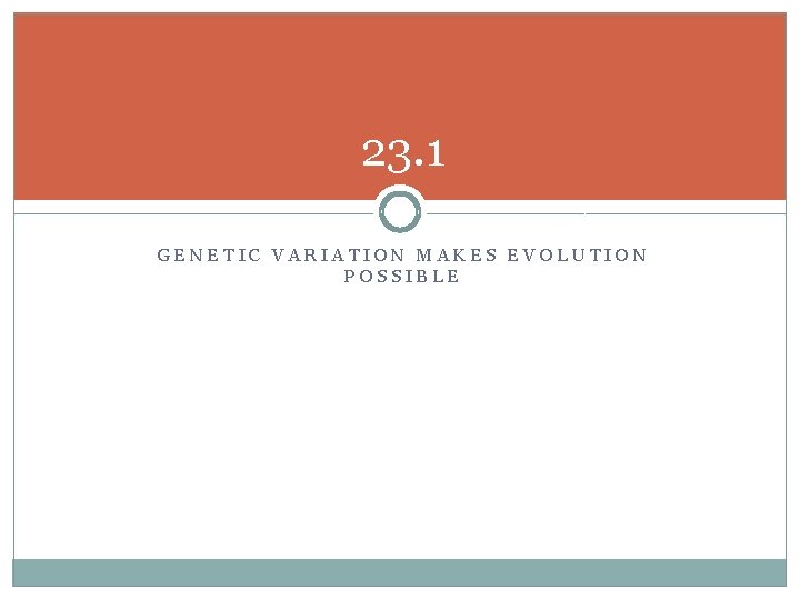 23. 1 GENETIC VARIATION MAKES EVOLUTION POSSIBLE 