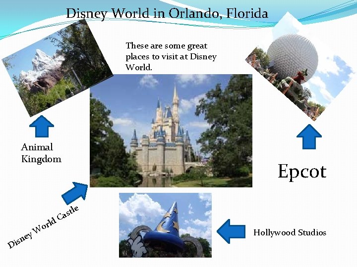 Disney World in Orlando, Florida These are some great places to visit at Disney