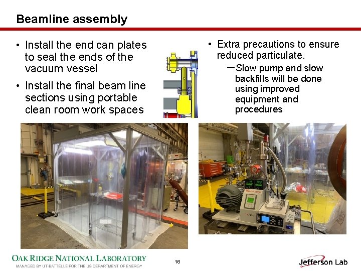 Beamline assembly • Install the end can plates to seal the ends of the