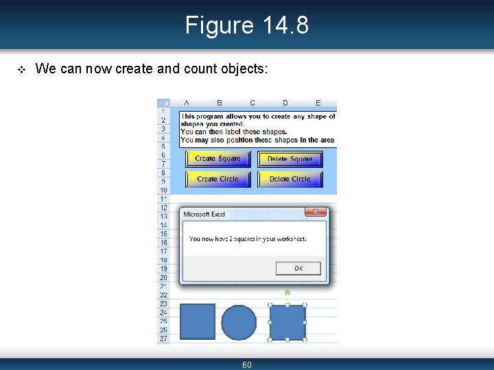 Figure 14. 8 v We can now create and count objects: 60 
