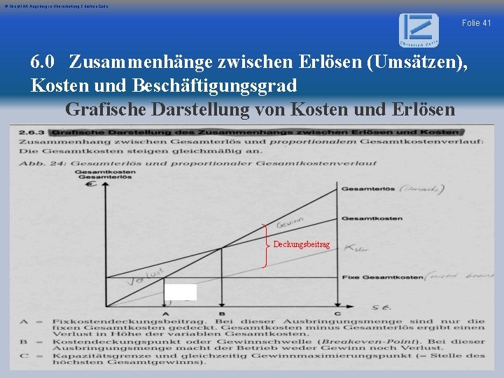 © Skript IHK Augsburg in Überarbeitung Christian Zerle Folie 41 6. 0 Zusammenhänge zwischen