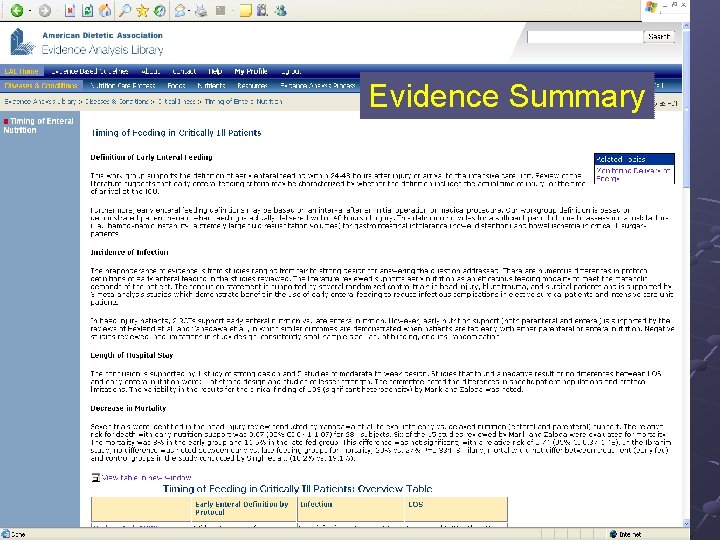 Evidence Summary 