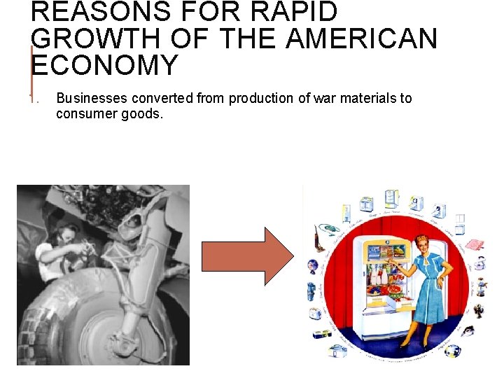 REASONS FOR RAPID GROWTH OF THE AMERICAN ECONOMY 1. Businesses converted from production of REASONS FOR RAPID GROWTH OF THE AMERICAN ECONOMY 1. Businesses converted from production of