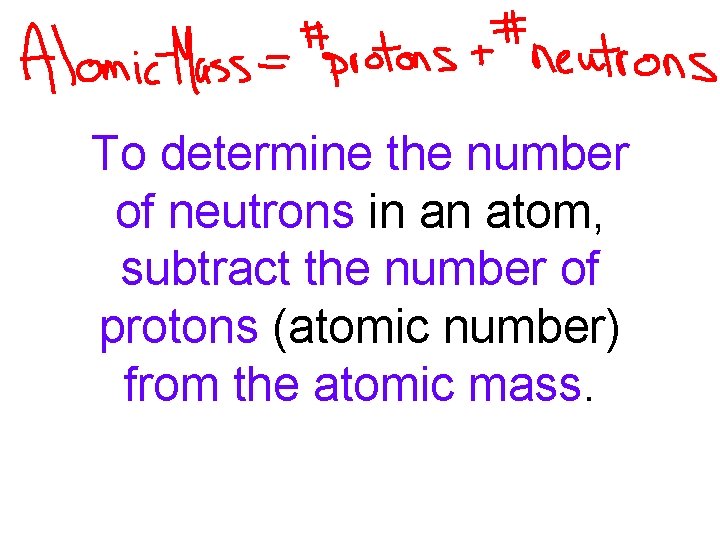 To determine the number of neutrons in an atom, subtract the number of protons