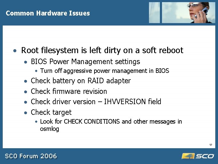 Common Hardware Issues · Root filesystem is left dirty on a soft reboot ·