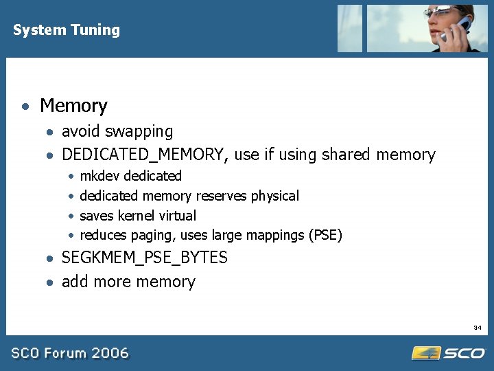 System Tuning · Memory · avoid swapping · DEDICATED_MEMORY, use if using shared memory