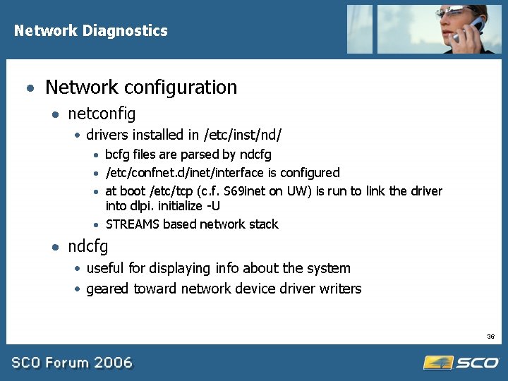 Network Diagnostics · Network configuration · netconfig · drivers installed in /etc/inst/nd/ · bcfg