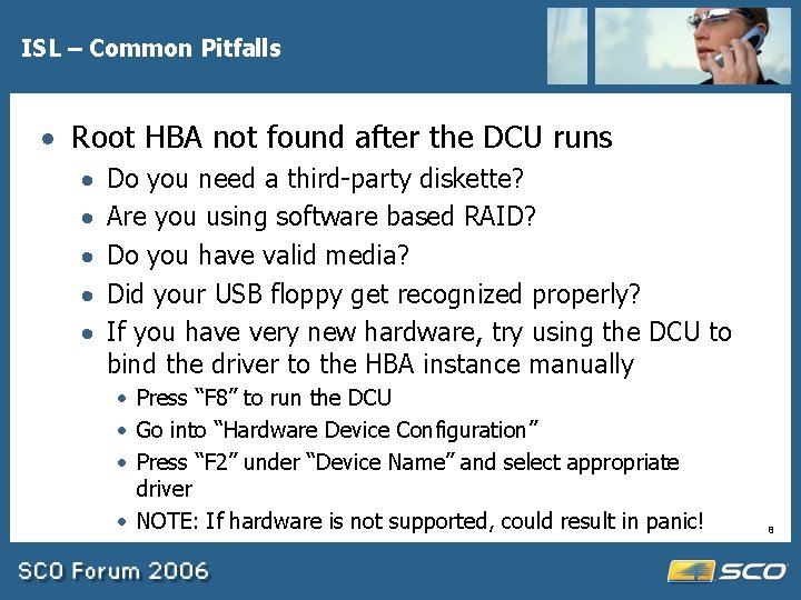 ISL – Common Pitfalls · Root HBA not found after the DCU runs ·