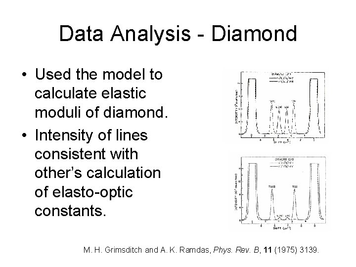 Data Analysis - Diamond • Used the model to calculate elastic moduli of diamond.