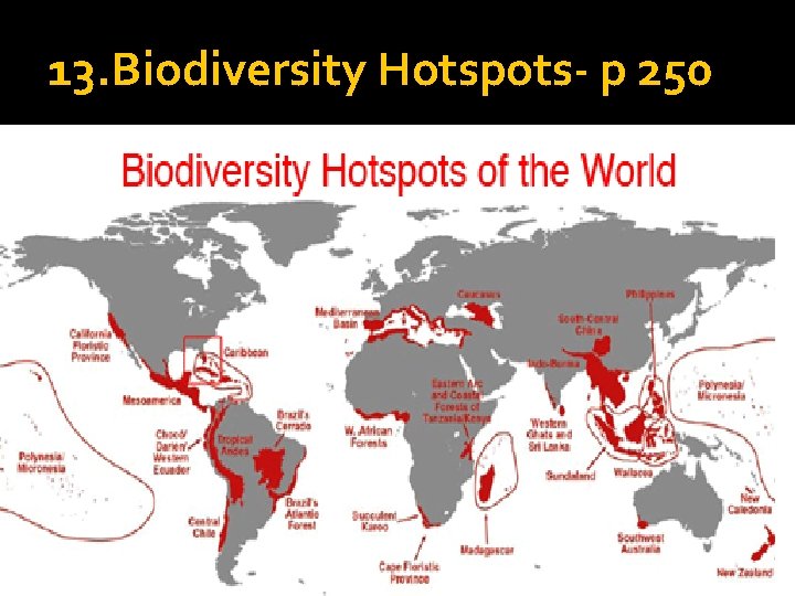 13. Biodiversity Hotspots- p 250 