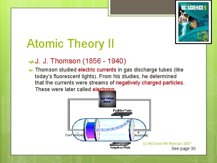 Atomic Theory II J. J. Thomson (1856 - 1940) Thomson studied electric currents in
