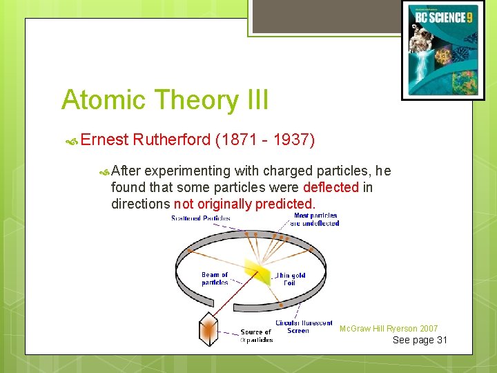Atomic Theory III Ernest Rutherford (1871 - 1937) After experimenting with charged particles, he