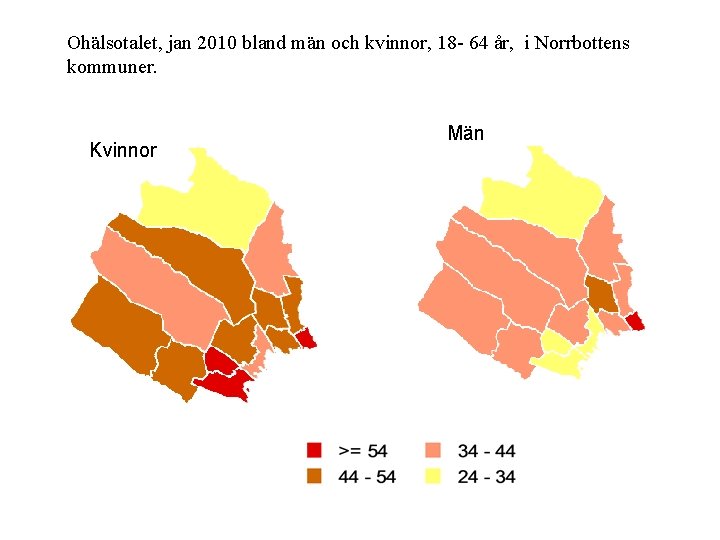 Ohälsotalet, jan 2010 bland män och kvinnor, 18 - 64 år, i Norrbottens kommuner.