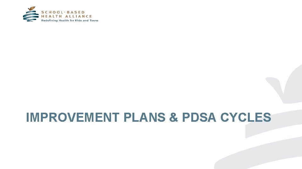 IMPROVEMENT PLANS & PDSA CYCLES 