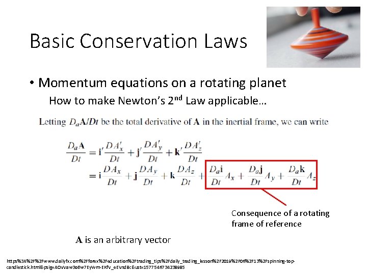 Basic Conservation Laws • Momentum equations on a rotating planet How to make Newton’s