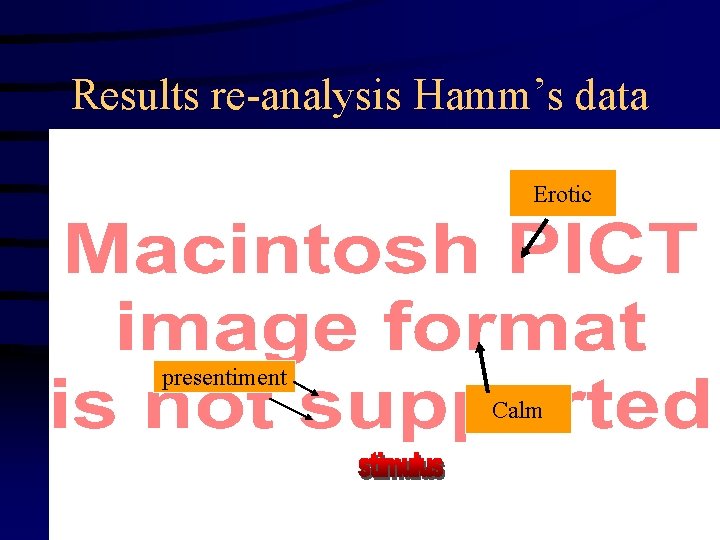 Results re-analysis Hamm’s data Erotic presentiment Calm 