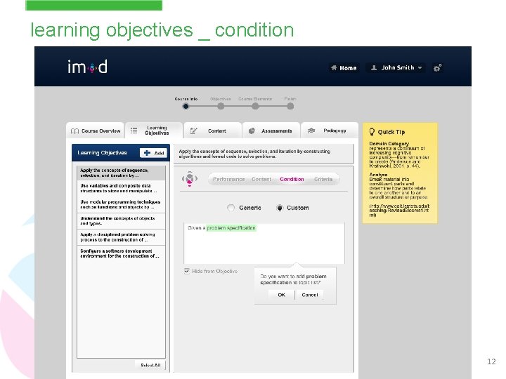 learning objectives _ condition 12 