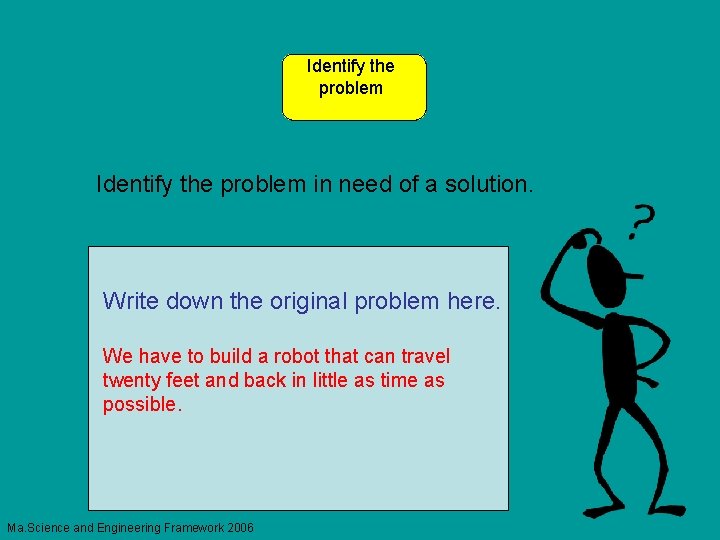 Identify the problem in need of a solution. Write down the original problem here.