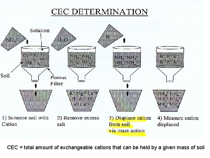 CEC = total amount of exchangeable cations that can be held by a given