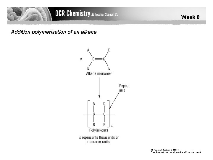 Week 8 Addition polymerisation of an alkene © Pearson Education Ltd 2009 This document
