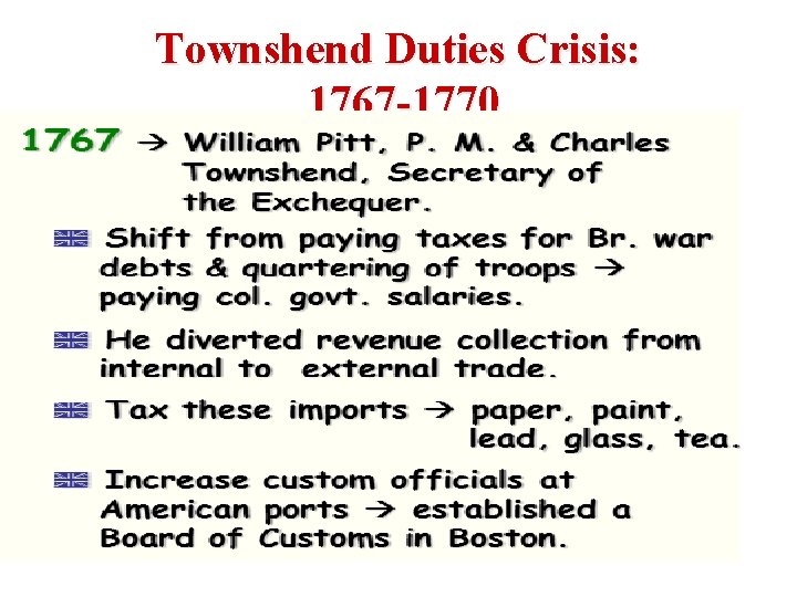 Townshend Duties Crisis: 1767 -1770 