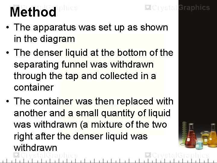 Method • The apparatus was set up as shown in the diagram • The