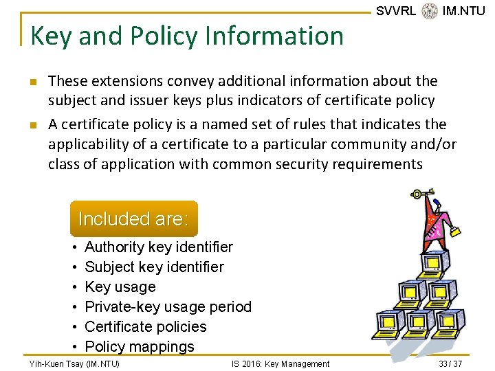 Key and Policy Information n n SVVRL @ IM. NTU These extensions convey additional