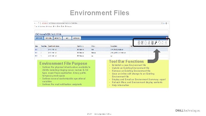 Environment Files Environment File Purpose • Defines the physical infrastructure available to ADMe including