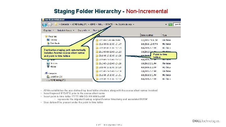 Staging Folder Hierarchy - Non-Incremental Destination staging path automatically includes Avamar source client names