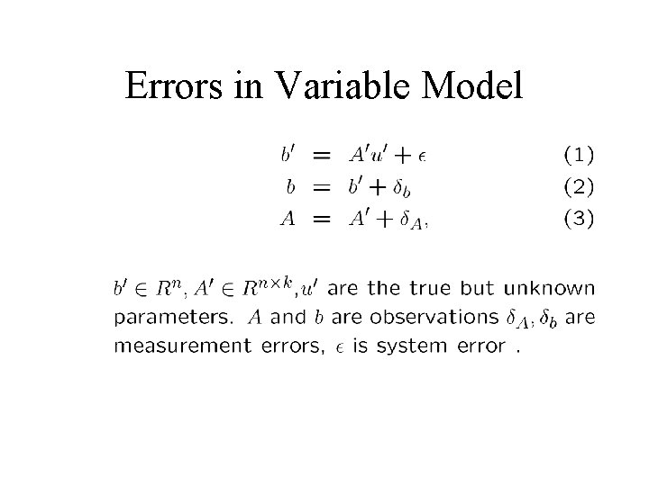 Errors in Variable Model 