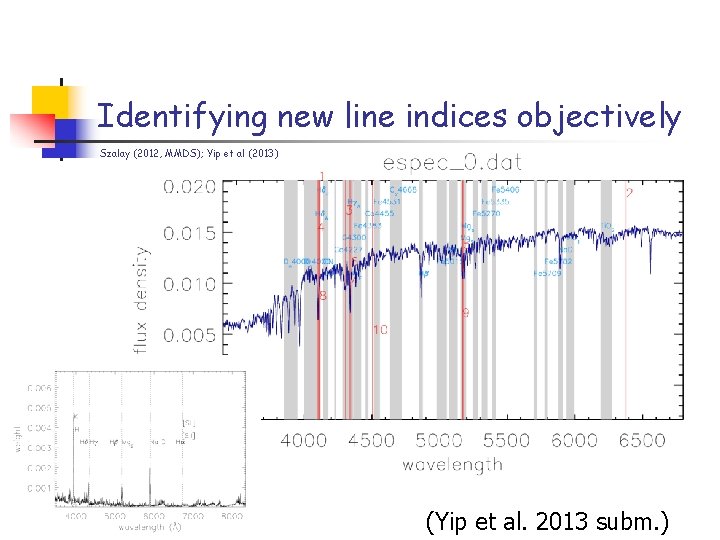Identifying new line indices objectively Szalay (2012, MMDS); Yip et al (2013) (Yip et Identifying new line indices objectively Szalay (2012, MMDS); Yip et al (2013) (Yip et