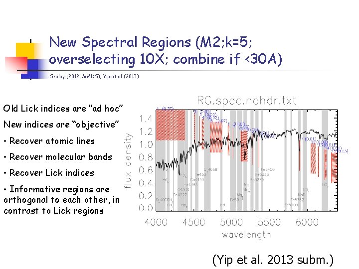 New Spectral Regions (M 2; k=5; overselecting 10 X; combine if <30 A) Szalay New Spectral Regions (M 2; k=5; overselecting 10 X; combine if <30 A) Szalay