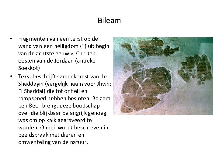 Bileam • Fragmenten van een tekst op de wand van een heiligdom (? )