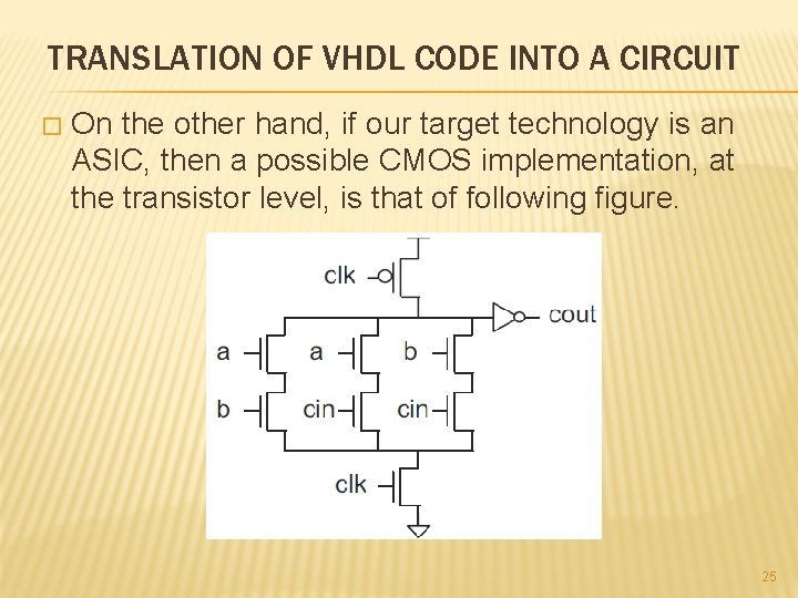 TRANSLATION OF VHDL CODE INTO A CIRCUIT � On the other hand, if our