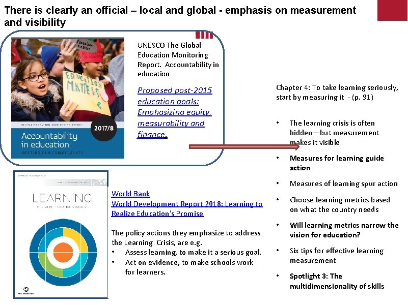 There is clearly an official – local and global - emphasis on measurement and