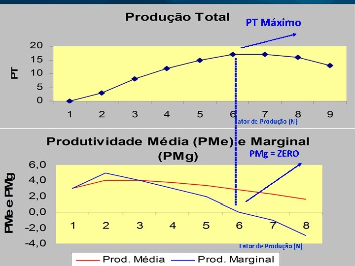 PT Máximo Fator de Produção (N) PMg = ZERO Fator de Produção (N) 