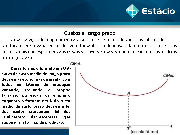 Custos a longo prazo Uma situação de longo prazo caracteriza-se pelo fato de todos